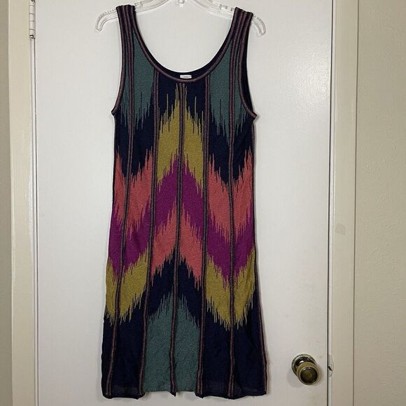 MISSONI knit chevron design multi color scoop neck tank mini dress size US 10 - Picture 1 of 6